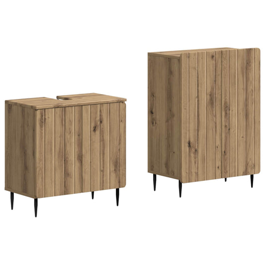 2 Piece Bathroom Cabinet Set ZWOLLE Artisan Oak Engineered Wood