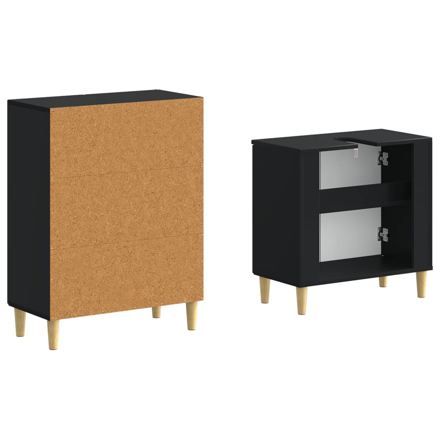 2 Piece Bathroom Cabinet Set ARNHEM Black Engineered Wood