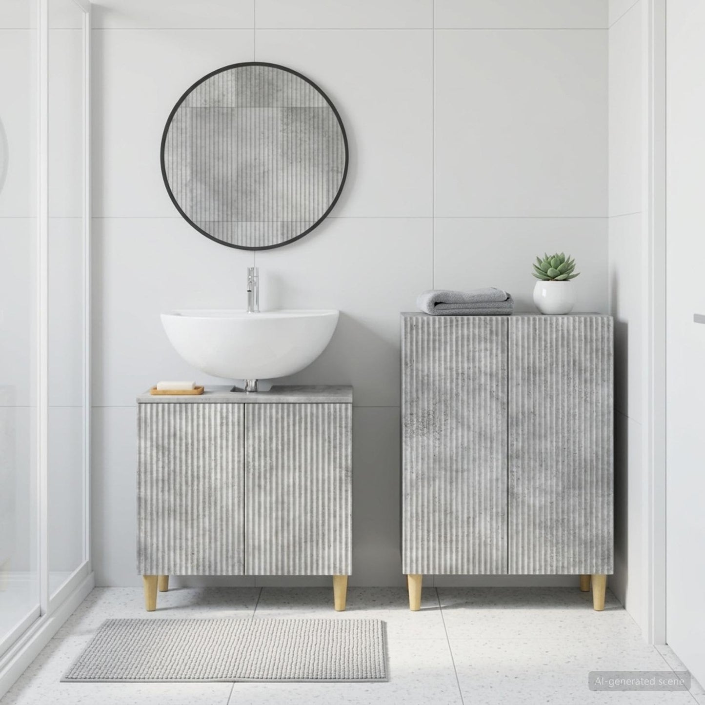 2 Piece Bathroom Cabinet Set ARNHEM Concrete Grey
