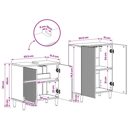 2 Piece Bathroom Cabinet Set ARNHEM Smoked Oak Engineered Wood