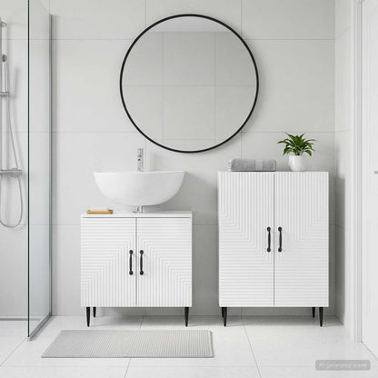 2 Piece Bathroom Cabinet Set HAARLEM High Gloss White