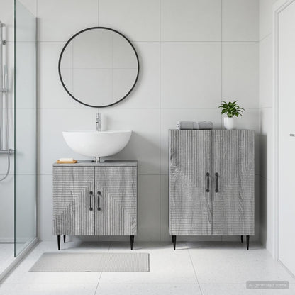 2 Piece Bathroom Cabinet Set HAARLEM Grey Sonoma