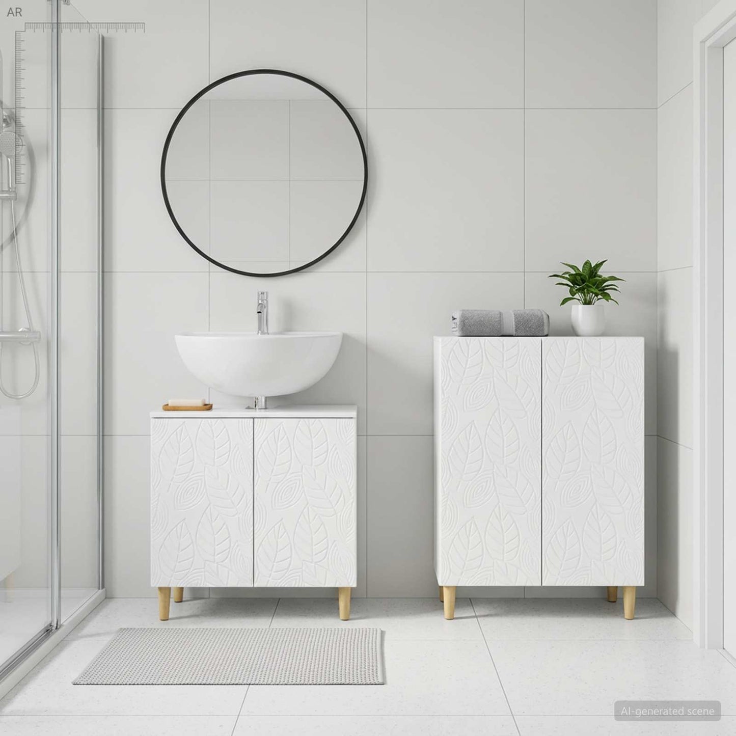 2 Piece Bathroom Cabinet Set DELFT High Gloss White
