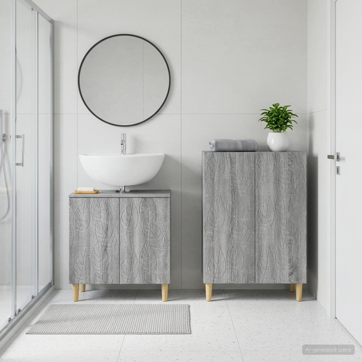 2 Piece Bathroom Cabinet Set DELFT Grey Sonoma Engineered Wood