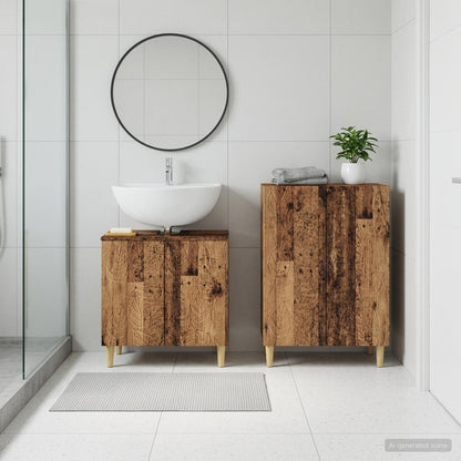 2 Piece Bathroom Cabinet Set DELFT Old Wood Engineered Wood