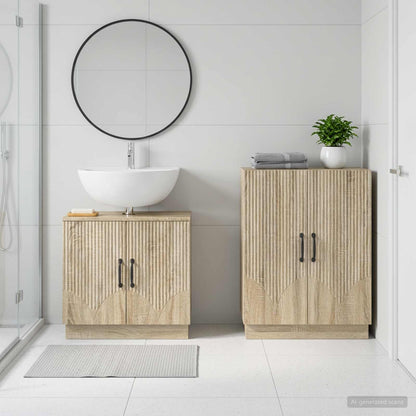 2 Piece Bathroom Cabinet Set HOORN Sonoma Oak Engineered Wood