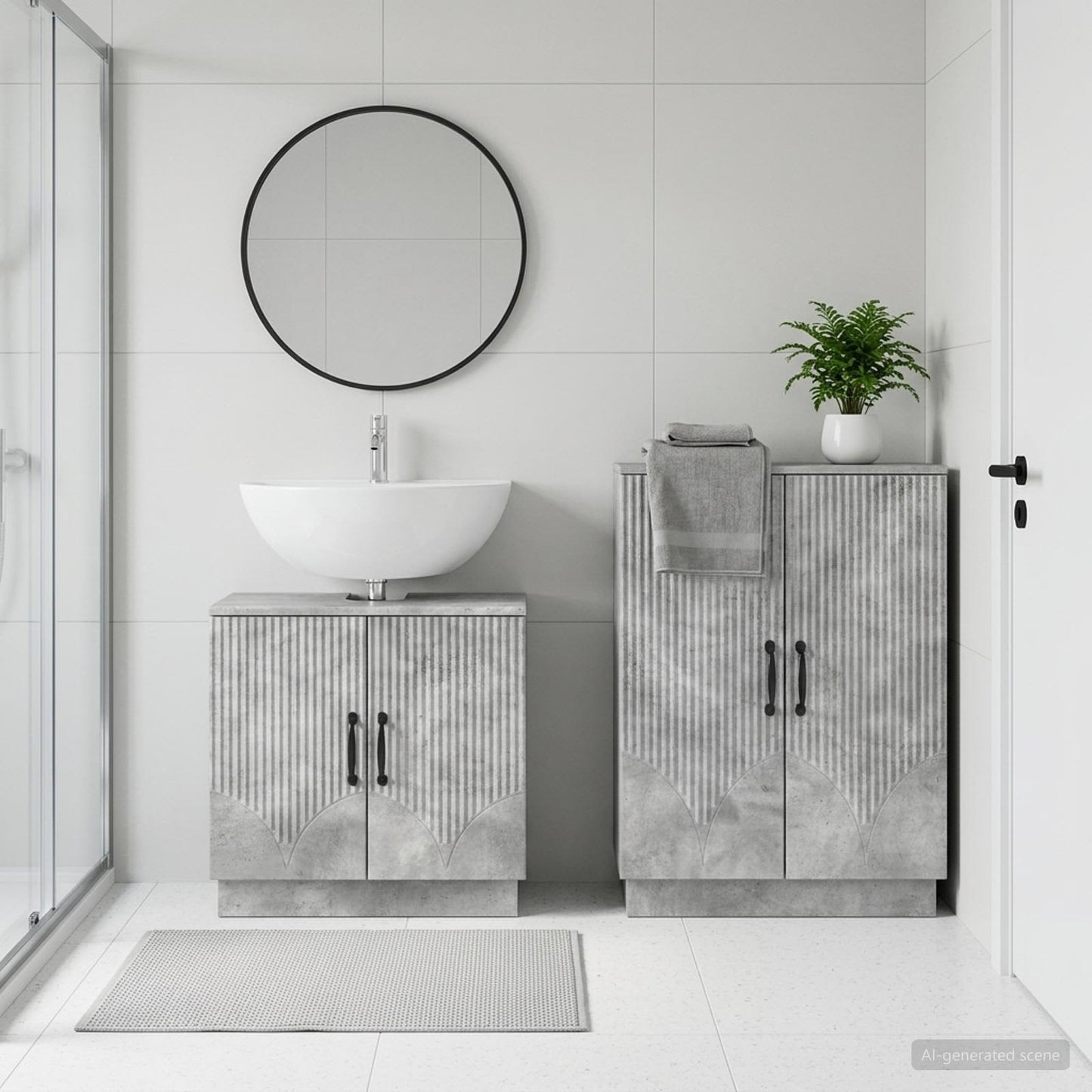 2 Piece Bathroom Cabinet Set HOORN Concrete Grey