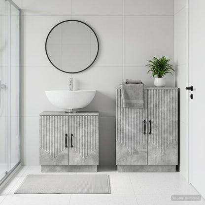 2 Piece Bathroom Cabinet Set HOORN Concrete Grey