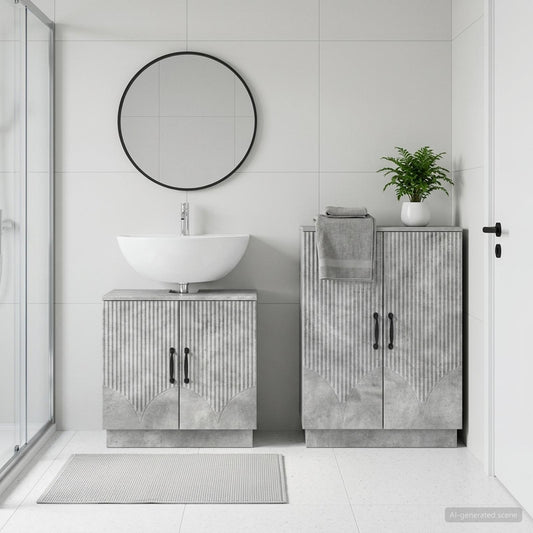 2 Piece Bathroom Cabinet Set HOORN Concrete Grey