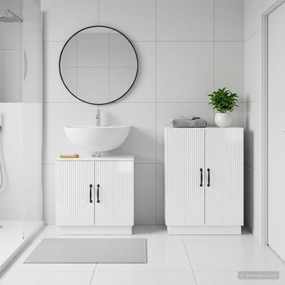 2 Piece Bathroom Cabinet Set HOORN High Gloss White