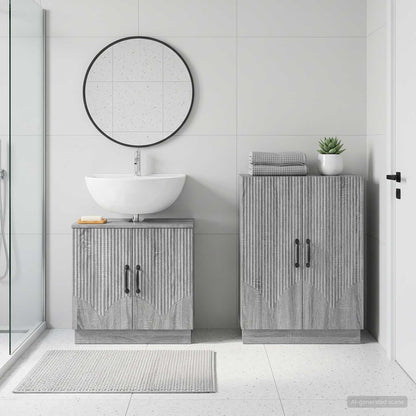 2 Piece Bathroom Cabinet Set HOORN Grey Sonoma Engineered Wood