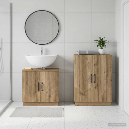 2 Piece Bathroom Cabinet Set HOORN Artisan Oak Engineered Wood