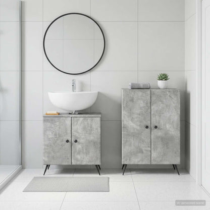 2 Piece Bathroom Cabinet Set BREDA Concrete Grey