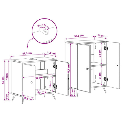 2 Piece Bathroom Cabinet Set BREDA Concrete Grey