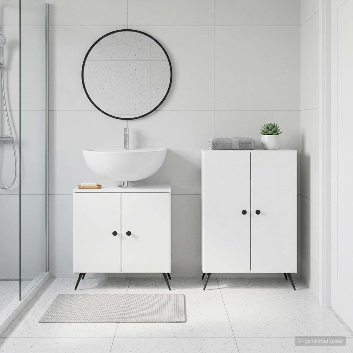 2 Piece Bathroom Cabinet Set BREDA High Gloss White