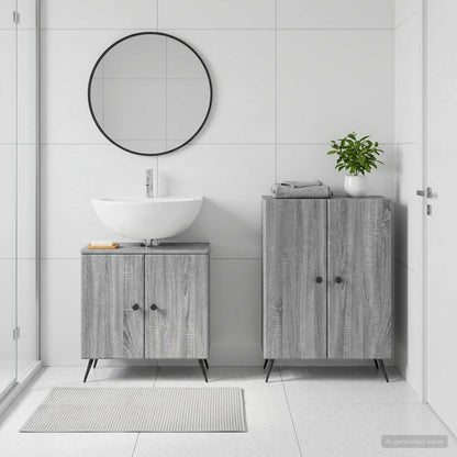 2 Piece Bathroom Cabinet Set BREDA Grey Sonoma Engineered Wood