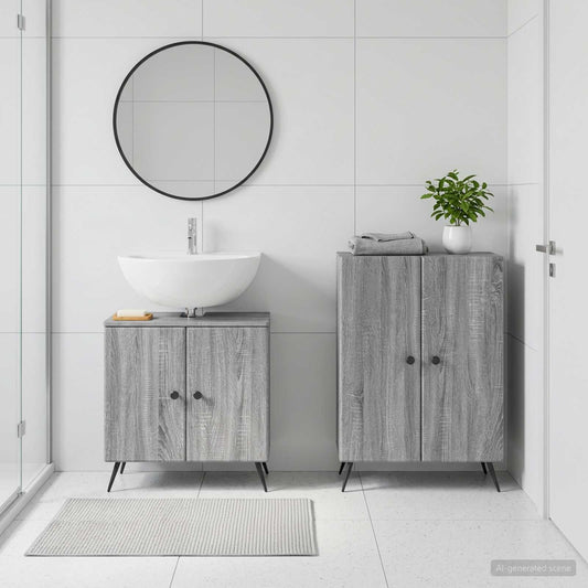 2 Piece Bathroom Cabinet Set BREDA Grey Sonoma Engineered Wood