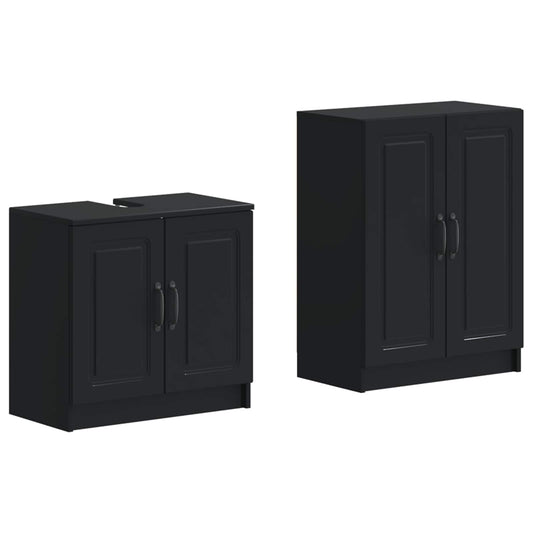 2 Piece Bathroom Cabinet Set UTRECHT Black Engineered Wood