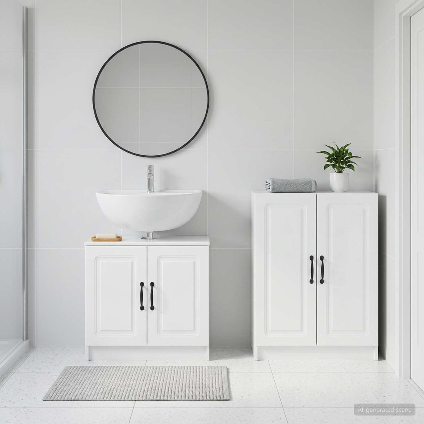 2 Piece Bathroom Cabinet Set UTRECHT High Gloss White