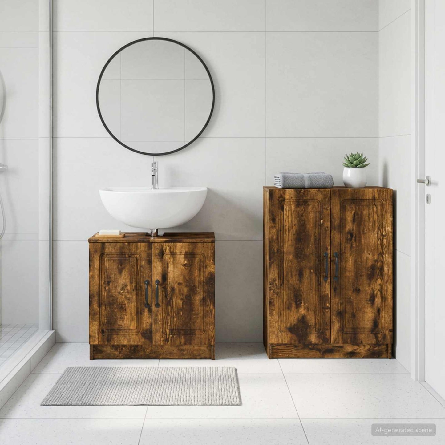 2 Piece Bathroom Cabinet Set UTRECHT Smoked Oak Engineered Wood