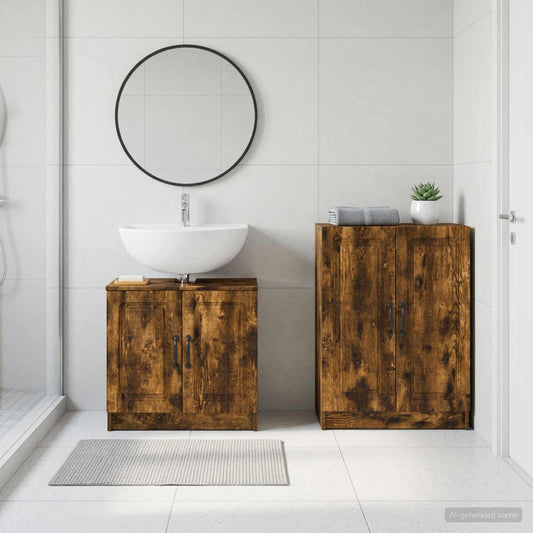 2 Piece Bathroom Cabinet Set UTRECHT Smoked Oak Engineered Wood