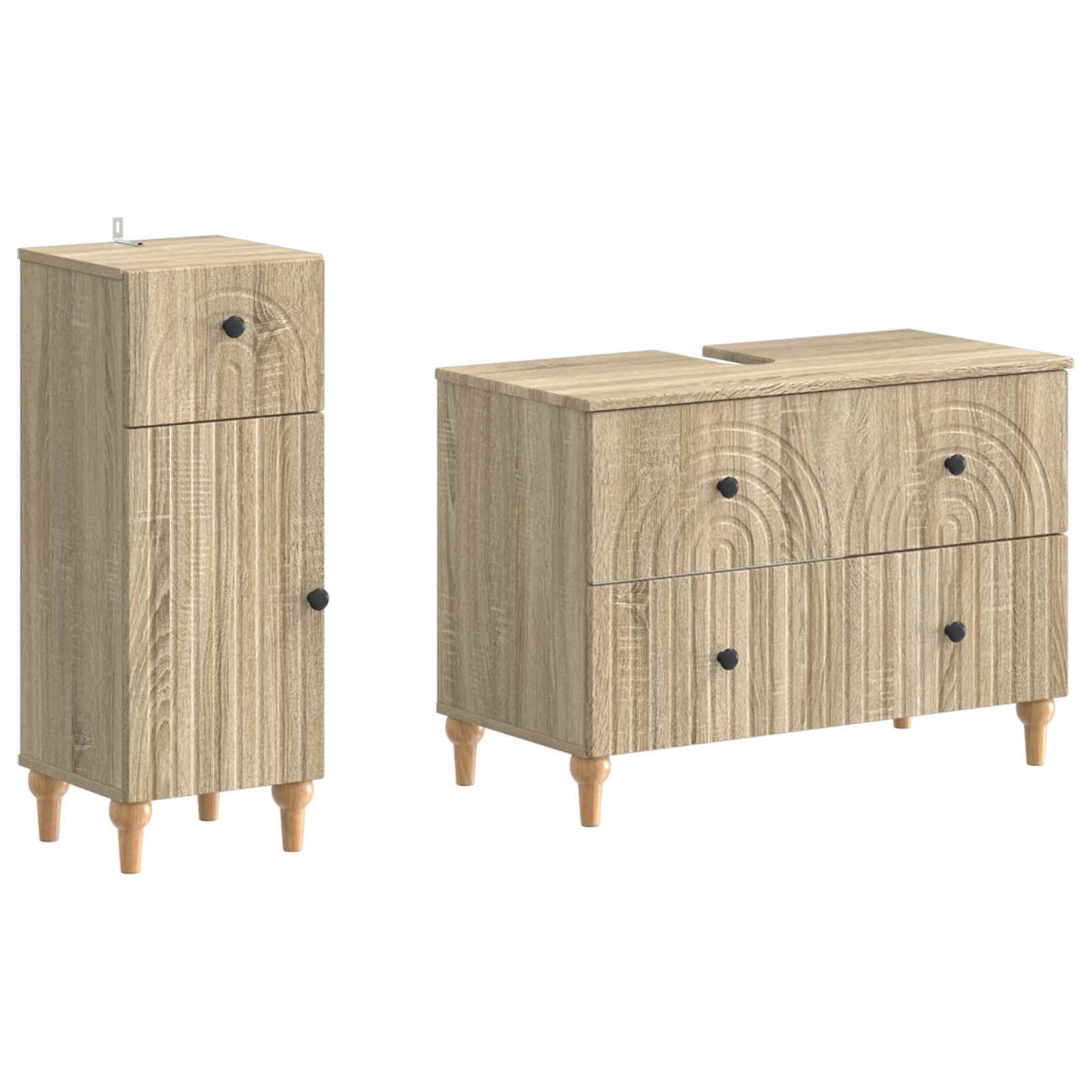 2 Piece Bathroom Cabinet Set ALKMAAR Sonoma Oak Engineered Wood