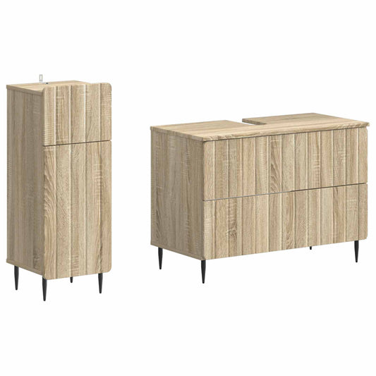 2 Piece Bathroom Cabinet Set ZWOLLE Sonoma Oak Engineered Wood
