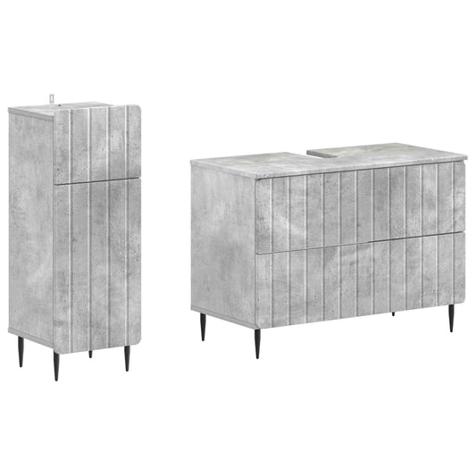2 Piece Bathroom Cabinet Set ZWOLLE Concrete Grey