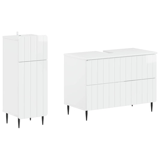 2 Piece Bathroom Cabinet Set ZWOLLE High Gloss White