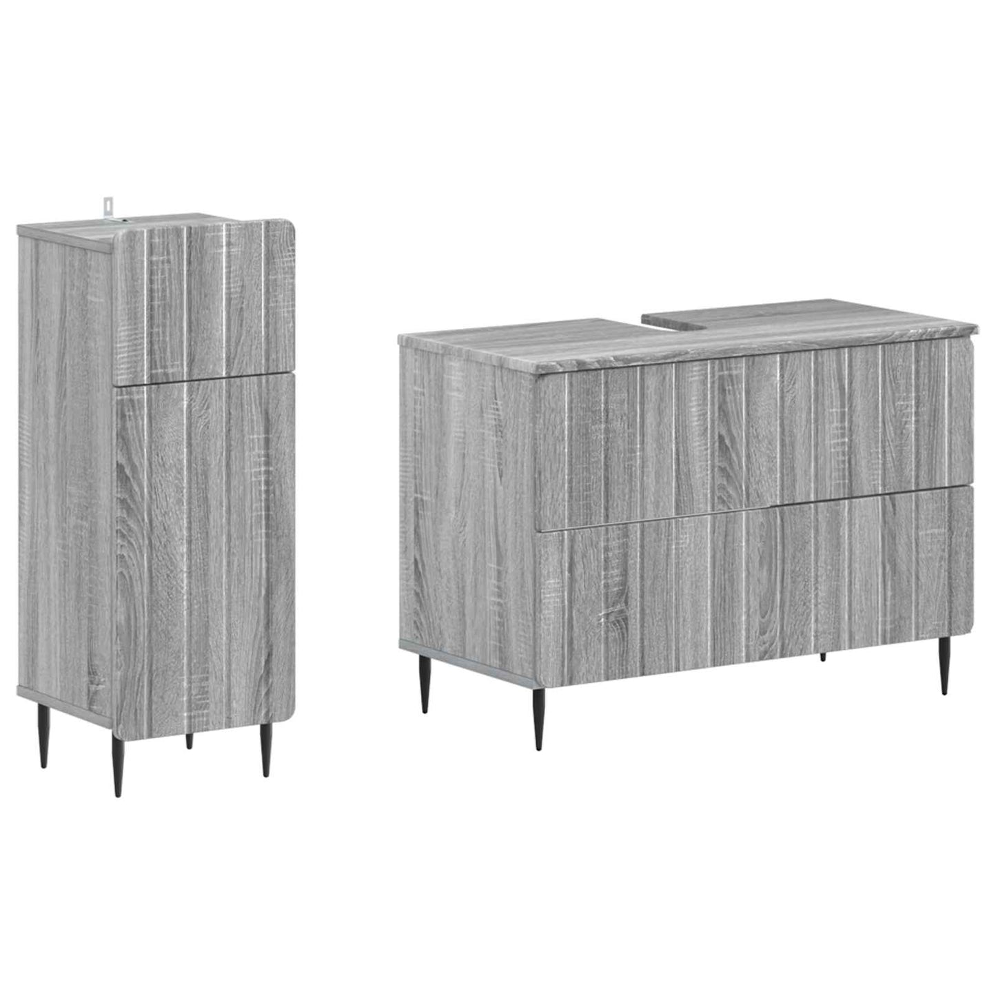 2 Piece Bathroom Cabinet Set ZWOLLE Grey Sonoma Engineered Wood