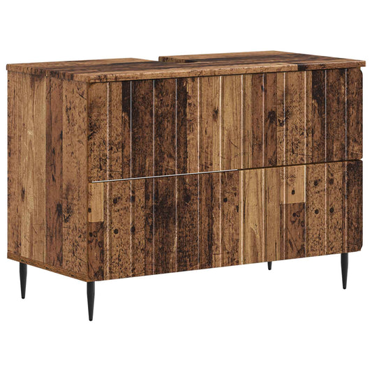 2 Piece Bathroom Cabinet Set ZWOLLE Old Wood Engineered Wood