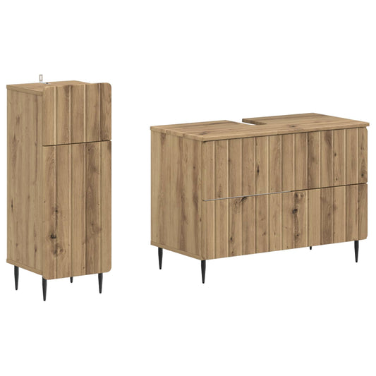 2 Piece Bathroom Cabinet Set ZWOLLE Artisan Oak Engineered Wood