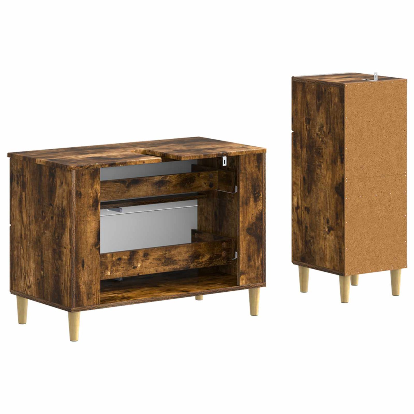 2 Piece Bathroom Cabinet Set ARNHEM Smoked Oak Engineered Wood