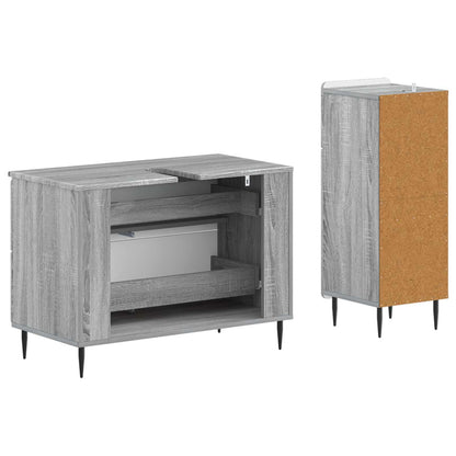 2 Piece Bathroom Cabinet Set HAARLEM Grey Sonoma