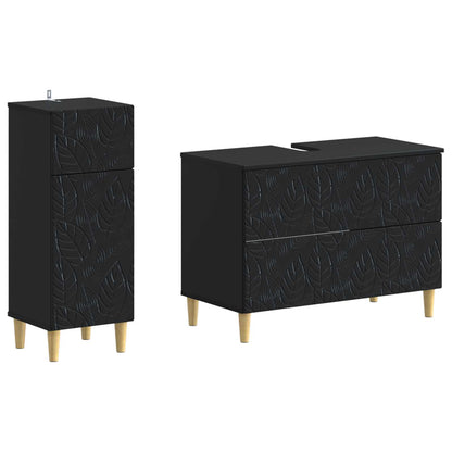 2 Piece Bathroom Cabinet Set DELFT Black Engineered Wood
