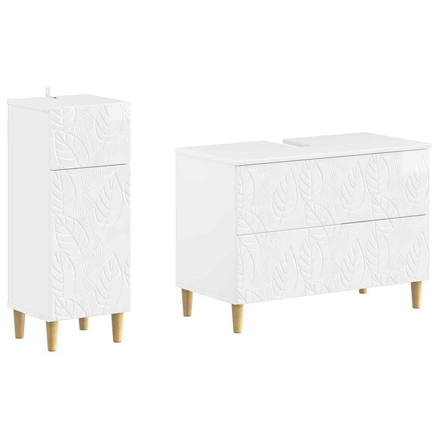 2 Piece Bathroom Cabinet Set DELFT High Gloss White