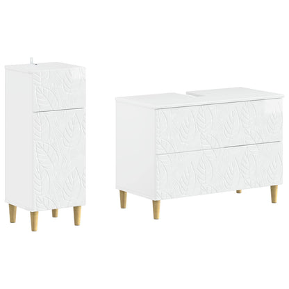2 Piece Bathroom Cabinet Set DELFT High Gloss White
