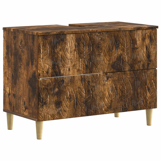 2 Piece Bathroom Cabinet Set DELFT Smoked Oak Engineered Wood