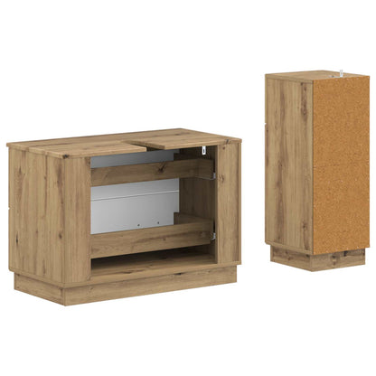 2 Piece Bathroom Cabinet Set HOORN Artisan Oak Engineered Wood