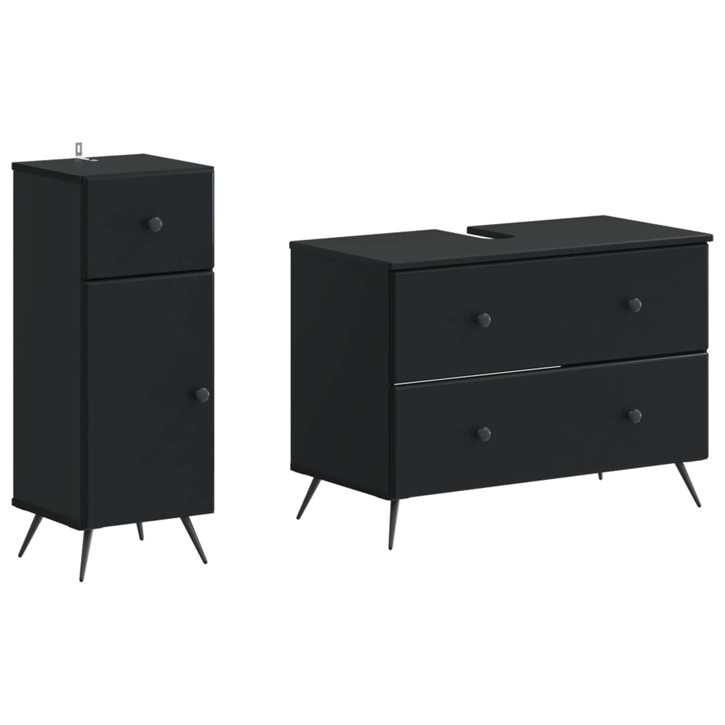 2 Piece Bathroom Cabinet Set BREDA Black Engineered Wood