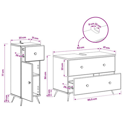 2 Piece Bathroom Cabinet Set BREDA Sonoma Oak Engineered Wood
