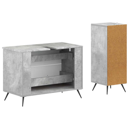 2 Piece Bathroom Cabinet Set BREDA Concrete Grey