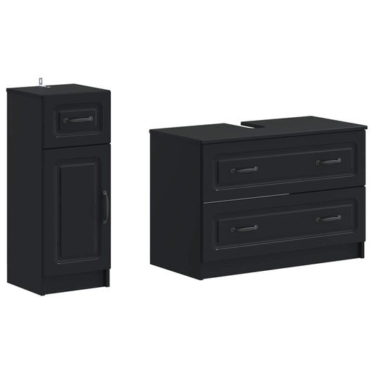 2 Piece Bathroom Cabinet Set UTRECHT Black Engineered Wood