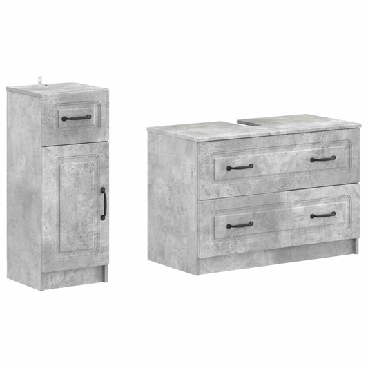 2 Piece Bathroom Cabinet Set UTRECHT Concrete Grey