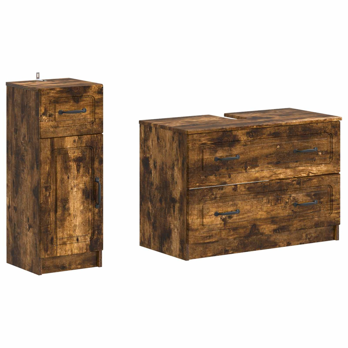 2 Piece Bathroom Cabinet Set UTRECHT Smoked Oak Engineered Wood
