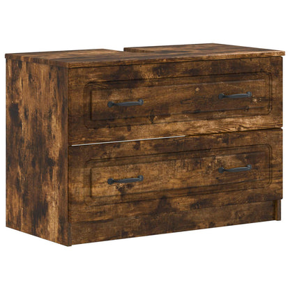 2 Piece Bathroom Cabinet Set UTRECHT Smoked Oak Engineered Wood