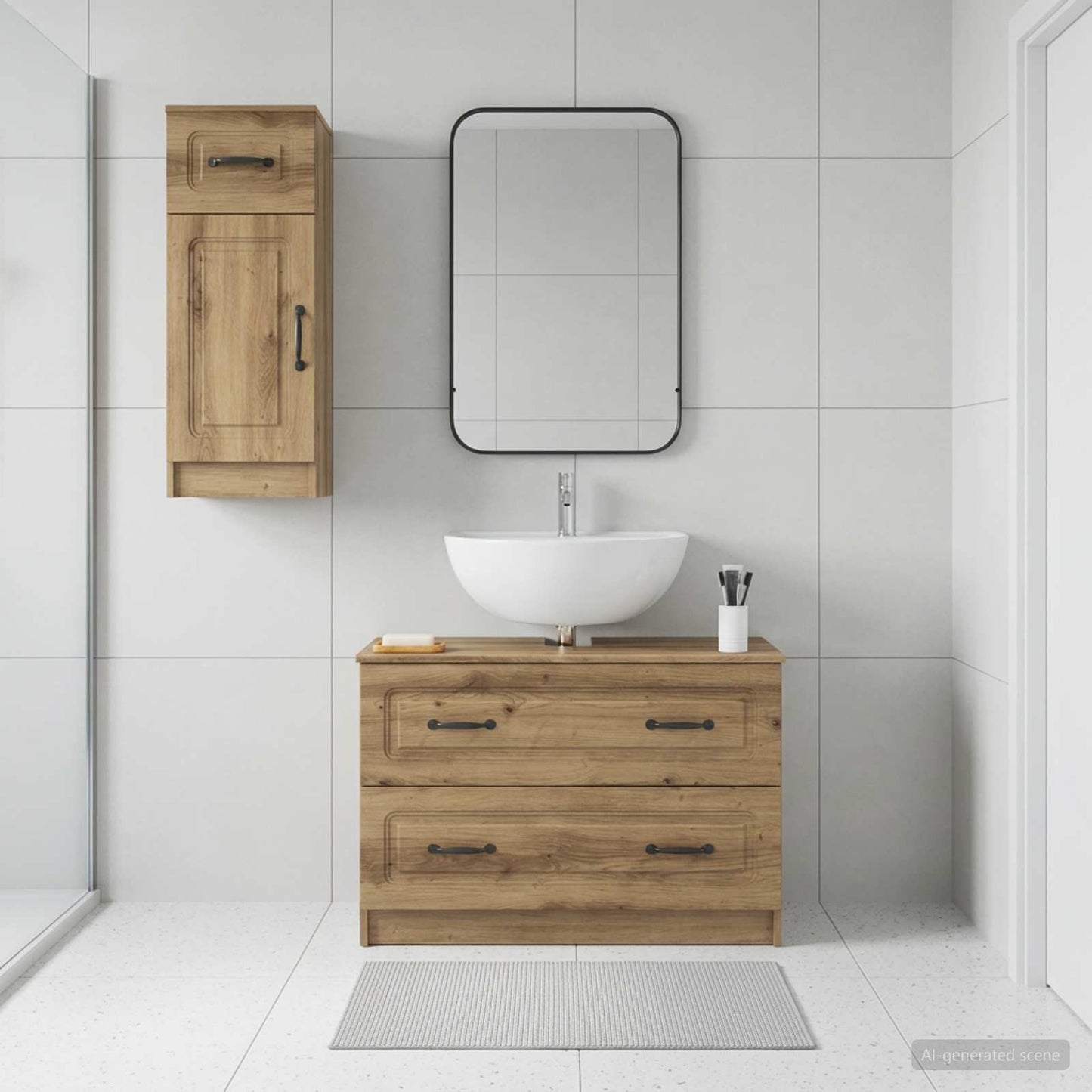 2 Piece Bathroom Cabinet Set UTRECHT Artisan Oak