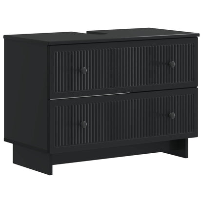 3 Piece Bathroom Cabinet Set EDE Black Engineered Wood