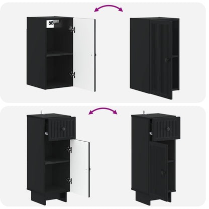 3 Piece Bathroom Cabinet Set EDE Black Engineered Wood