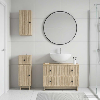 3 Piece Bathroom Cabinet Set EDE Sonoma Oak Engineered Wood